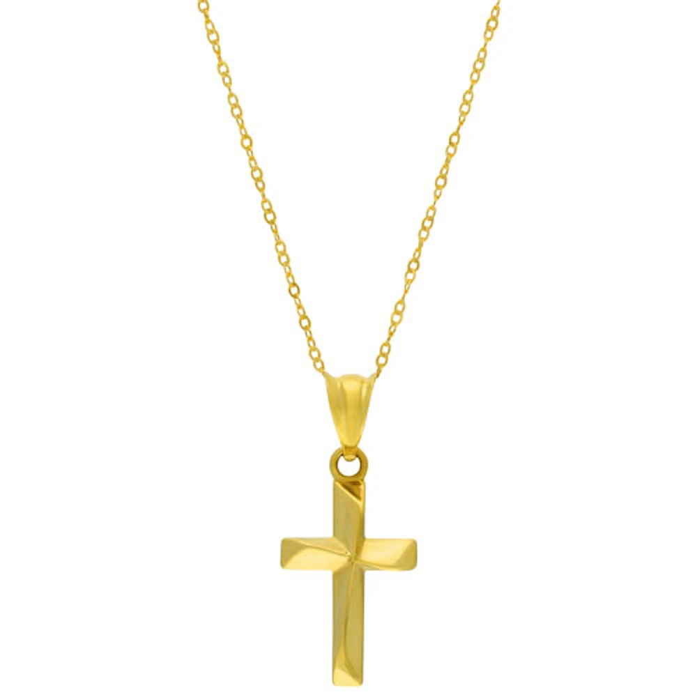 Collier en or jaune 10 ct de 18 po avec pendentif en forme de croix Le Reve