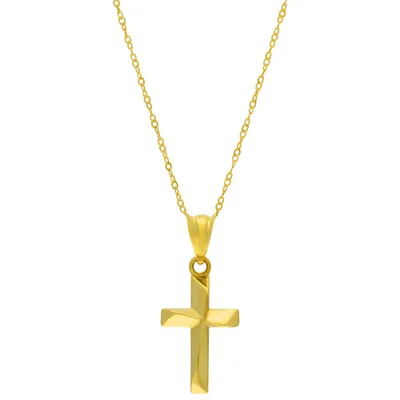 Le Reve Cross Pendant in 18" 10K Yellow Gold Necklace