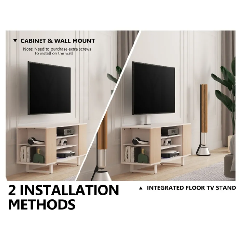 Fitueyes Tv Stand With Storage For 32 To 70 Inches Led Lcd Flat Screen, Tv  Table Stand With Swivel Mount & Height Adjustable Media Console White |  Bramalea City Centre