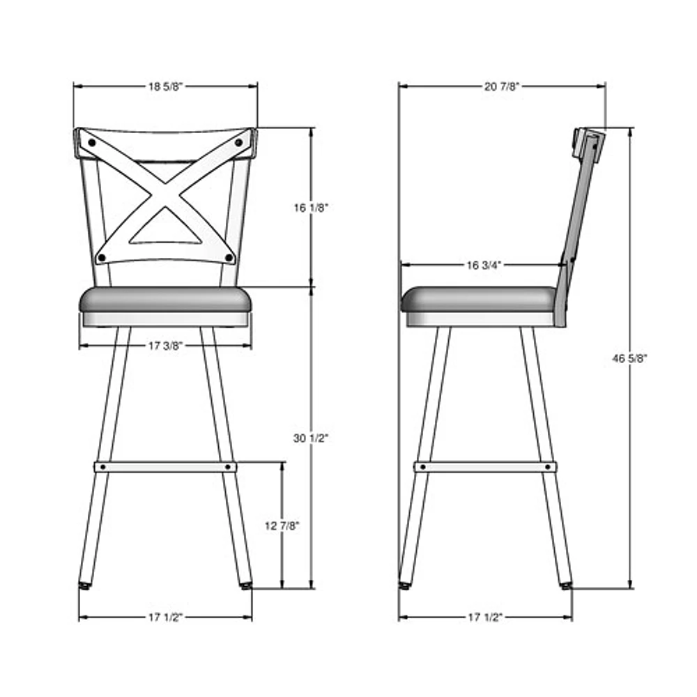 Tabouret de bar transitionnel à hauteur de bar Snyder