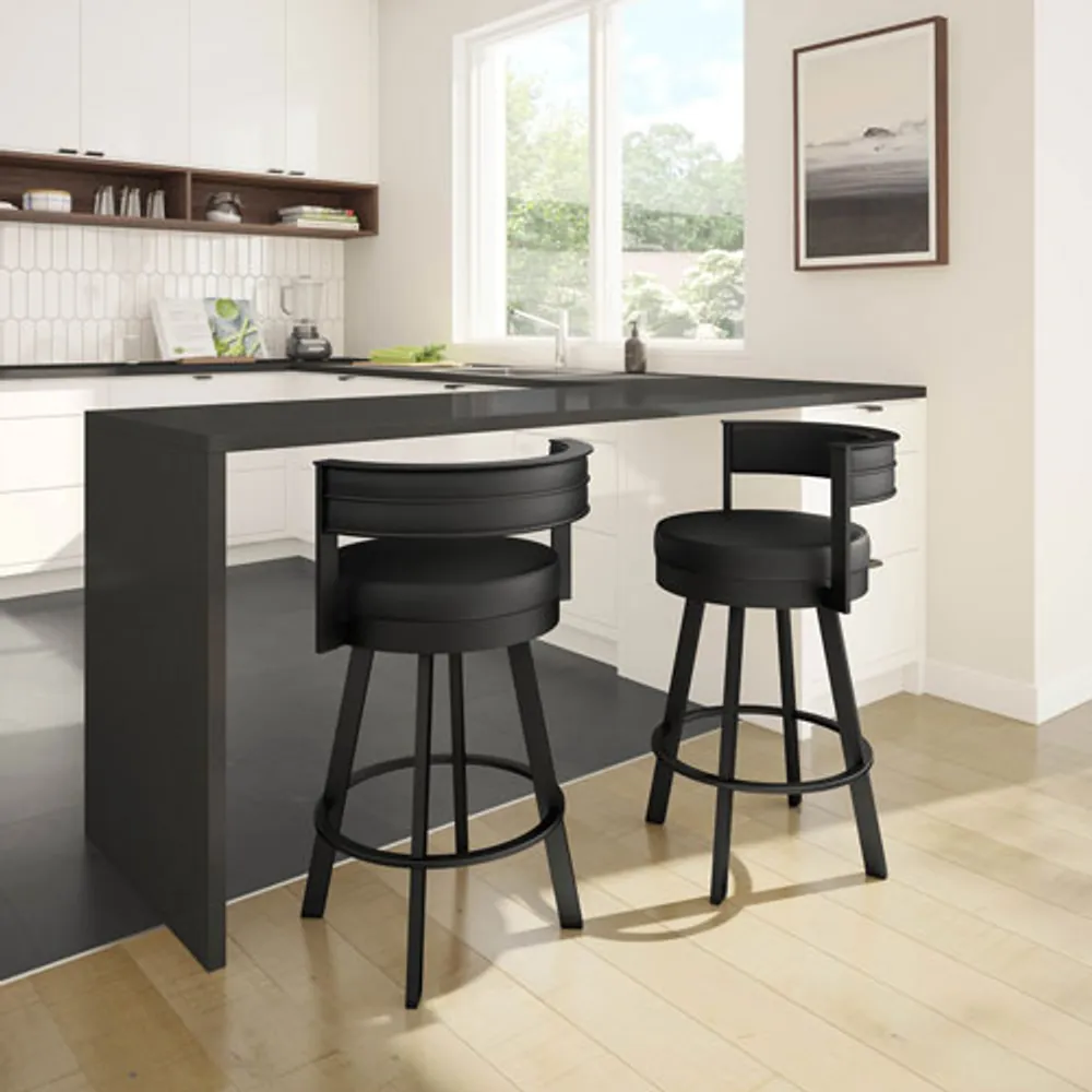 Browser Contemporary Bar Height Barstool - Black/Black