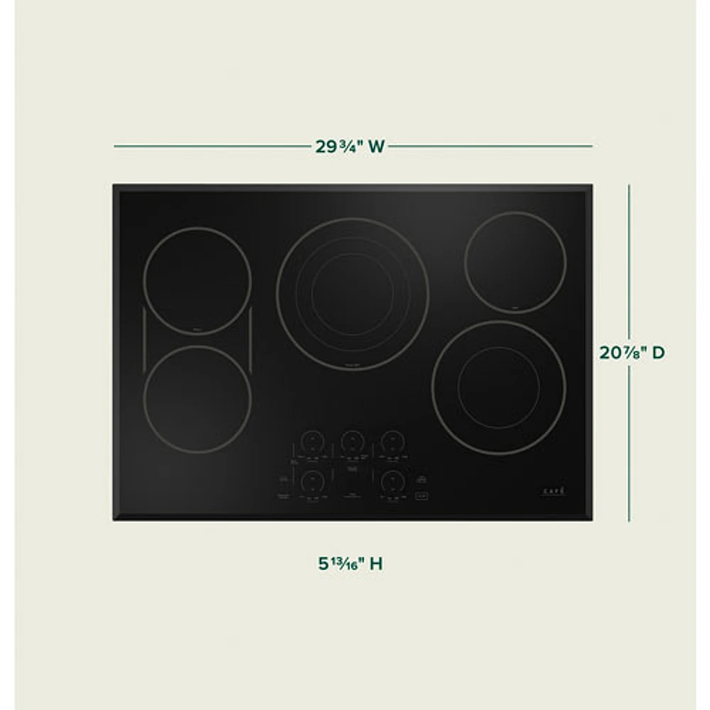 Cafe 30" 5-Element Electric Cooktop (CEP90301TBB) - Black