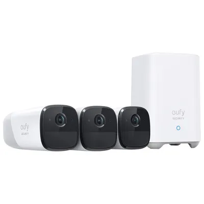 eufy eufyCam 2 Pro Wireless Security System with 3 Bullet 2K Cameras - White - Exclusive Retail Partner