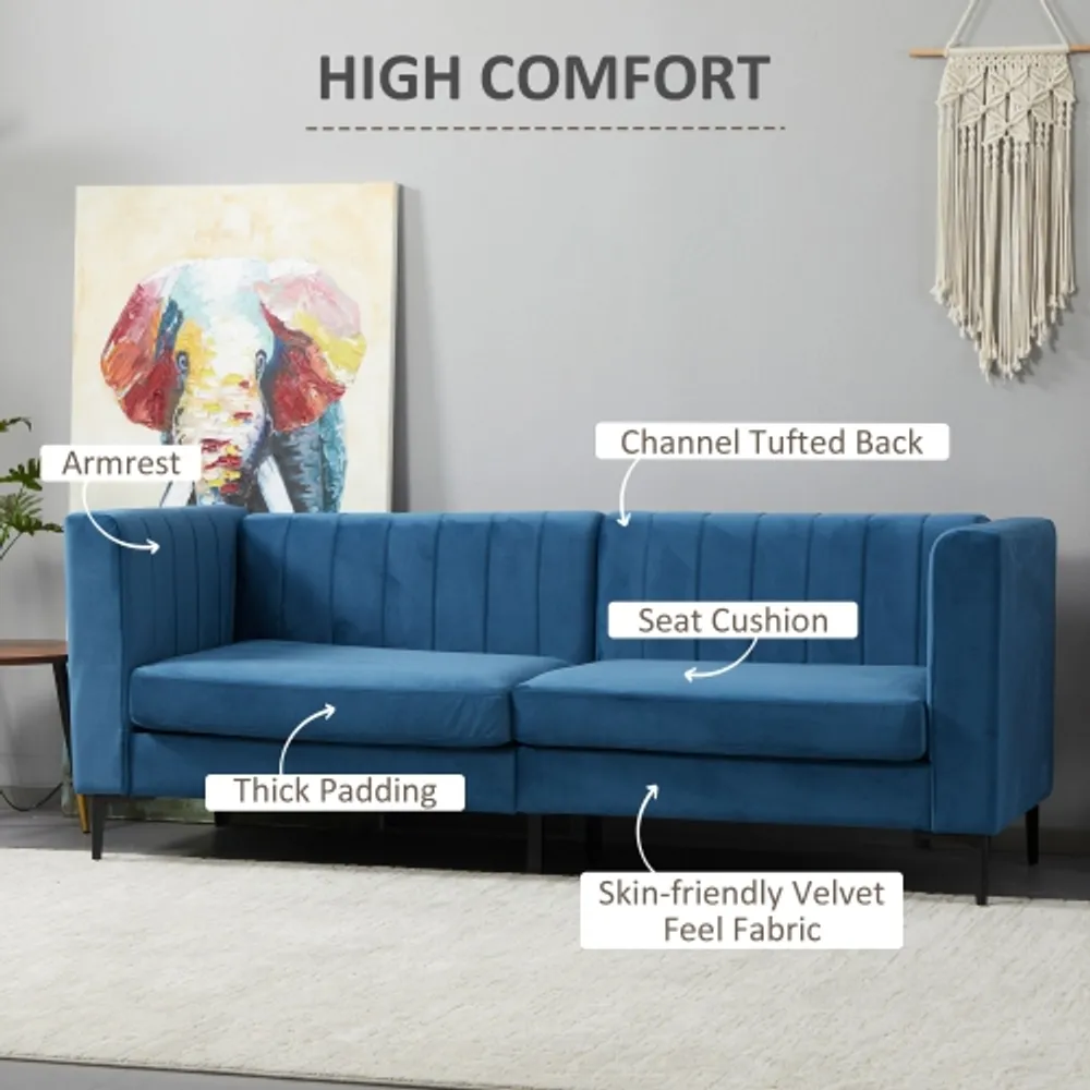 Homcom Modern 3-seater Sofa 78 Thick Padded Comfy Couch With 2