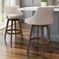 Nolan Traditional Bar Height Barstool - Cream/Brown