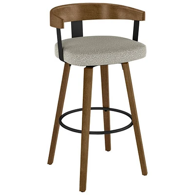 Cohen Contemporary Bar Height Barstool - Beige Grey Bouclé/Light Brown