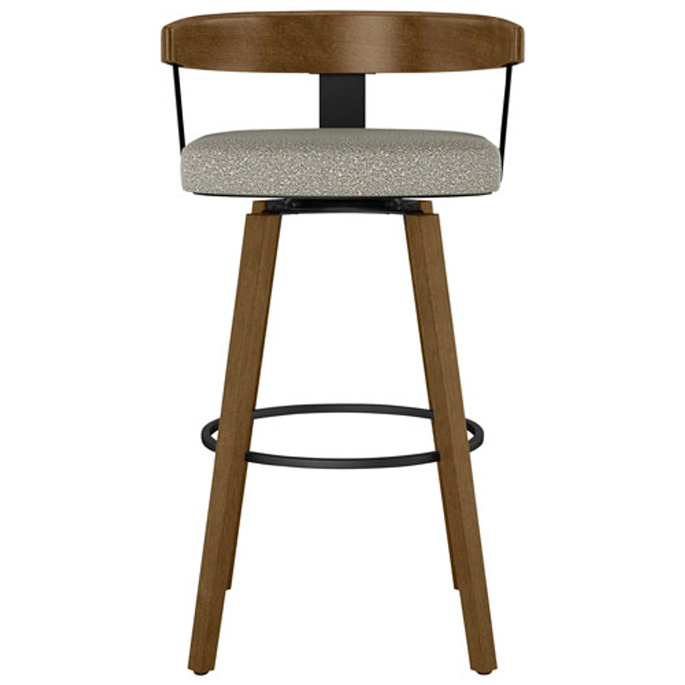 Cohen Contemporary Bar Height Barstool - Beige Grey Bouclé/Light Brown