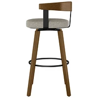 Cohen Contemporary Bar Height Barstool - Beige Grey Bouclé/Light Brown