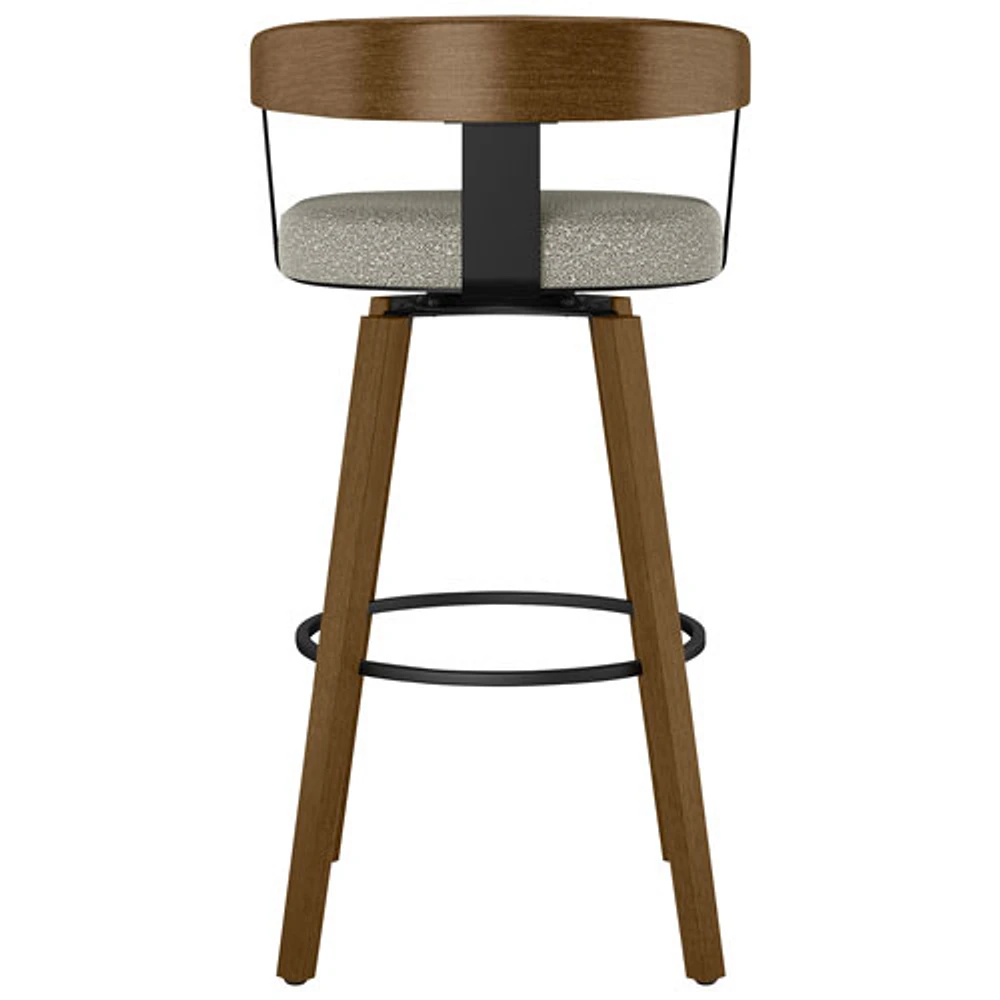 Cohen Contemporary Bar Height Barstool - Beige Grey Bouclé/Light Brown