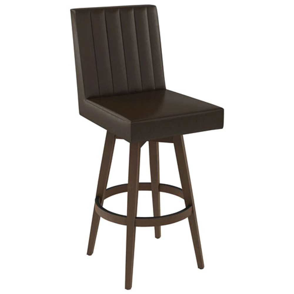 Dustin Traditional Faux Leather Counter Height Barstool - Dark Brown/Brown