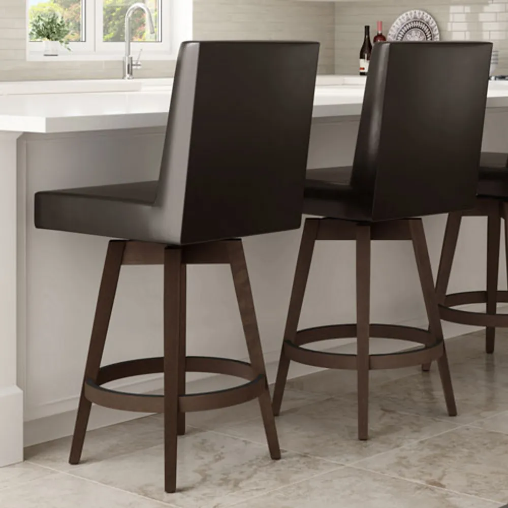 Dustin Traditional Faux Leather Counter Height Barstool - Dark Brown/Brown