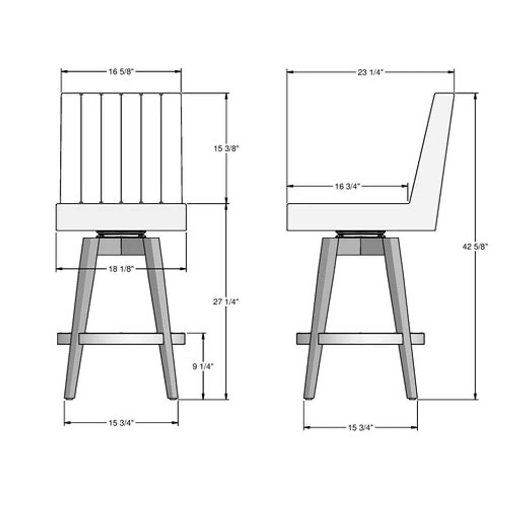 Tabouret de bar traditionnel en similicuir à hauteur de comptoir Dustin - Brun foncé/Brun