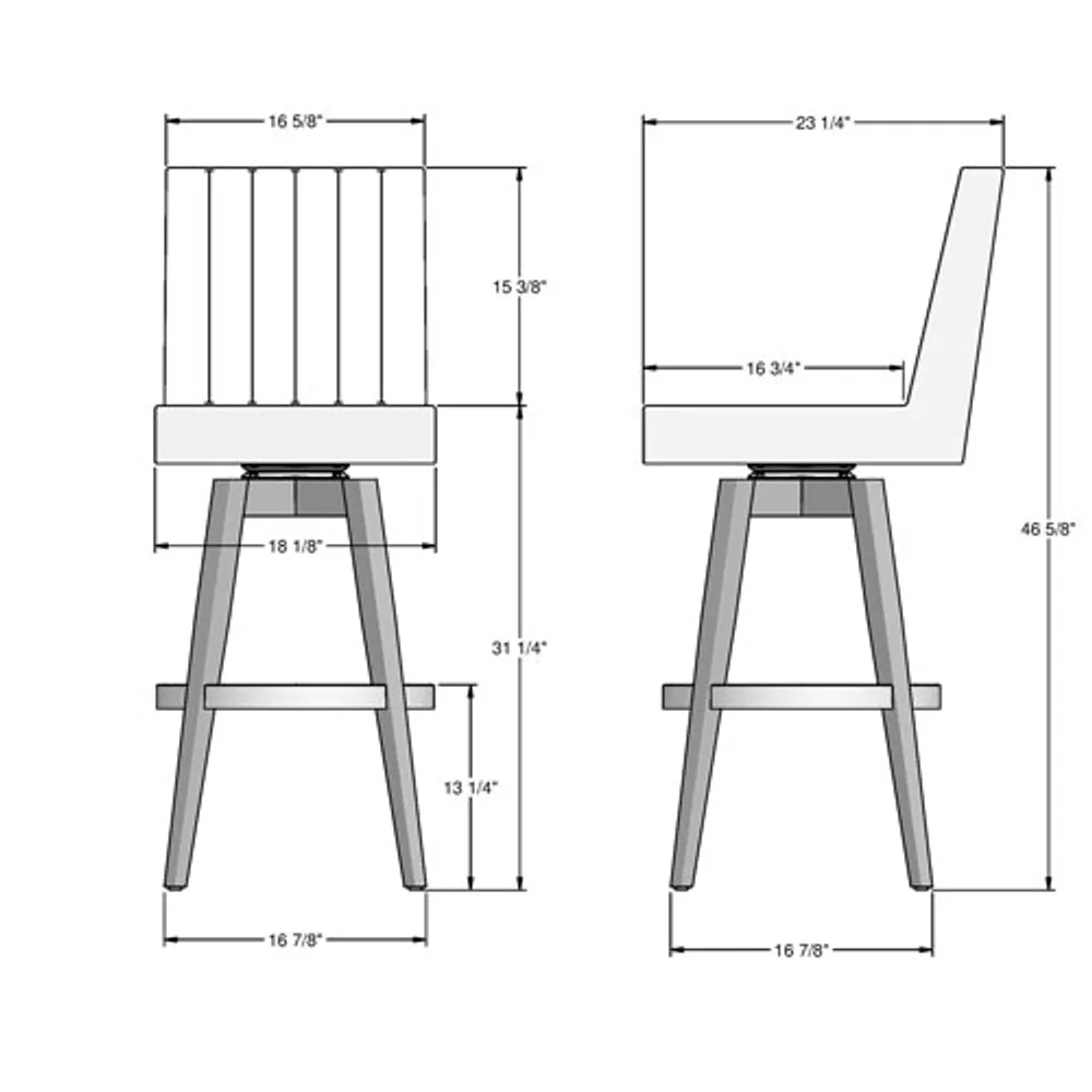 Tabouret de bar traditionnel en similicuir à hauteur de bar Dustin - Brun foncé/Brun