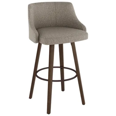 Tabouret de bar traditionnel à hauteur de comptoir Ramon - Brun-beige tissé/Brun