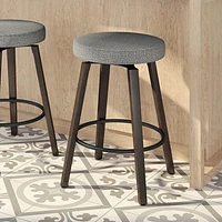 Walden Contemporary Polyester Counter Height Barstool - Silver Grey/Dark Grey Brown