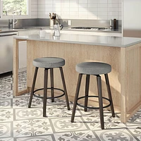 Walden Contemporary Polyester Counter Height Barstool - Silver Grey/Dark Grey Brown