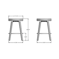 Walden Contemporary Polyester Counter Height Barstool - Silver Grey/Dark Grey Brown