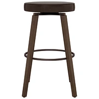 Tabouret de bar contemporain en similicuir à hauteur de comptoir Walden - Brun foncé/Brun