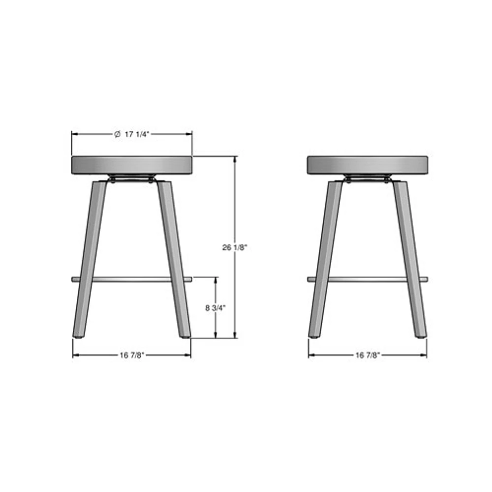 Tabouret de bar contemporain en similicuir à hauteur de comptoir Walden - Brun foncé/Brun