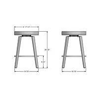 Tabouret de bar contemporain en similicuir à hauteur de comptoir Walden - Brun foncé/Brun