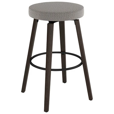 Tabouret de bar contemporain en polyester à hauteur de bar Walden - Gris argenté/Brun-gris foncé