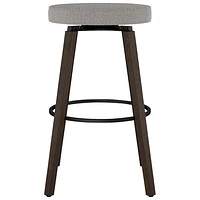 Tabouret de bar contemporain en polyester à hauteur de bar Walden - Gris argenté/Brun-gris foncé