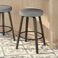 Walden Contemporary Polyester Bar Height Barstool - Silver Grey/Dark Grey Brown