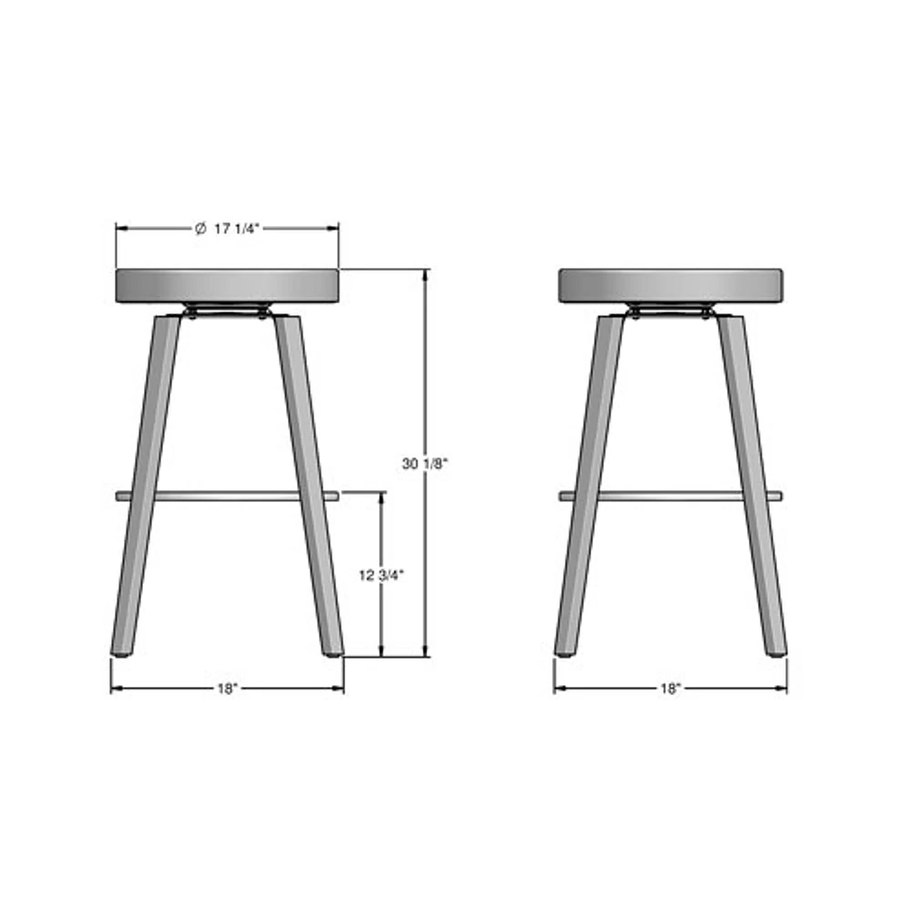 Tabouret de bar contemporain en polyester à hauteur de bar Walden - Gris argenté/Brun-gris foncé