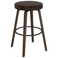 Tabouret de bar contemporain en similicuir à hauteur de bar Walden - Brun foncé/Brun