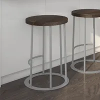 Tabouret de bar traditionnel à hauteur de comptoir Davis - Gris foncé/Gris brillant