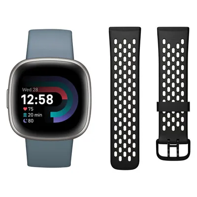 Fitbit Versa 4 Smartwatch & Extra Band Bundle with Fitbit Premium - Waterfall Blue - Only at Best Buy