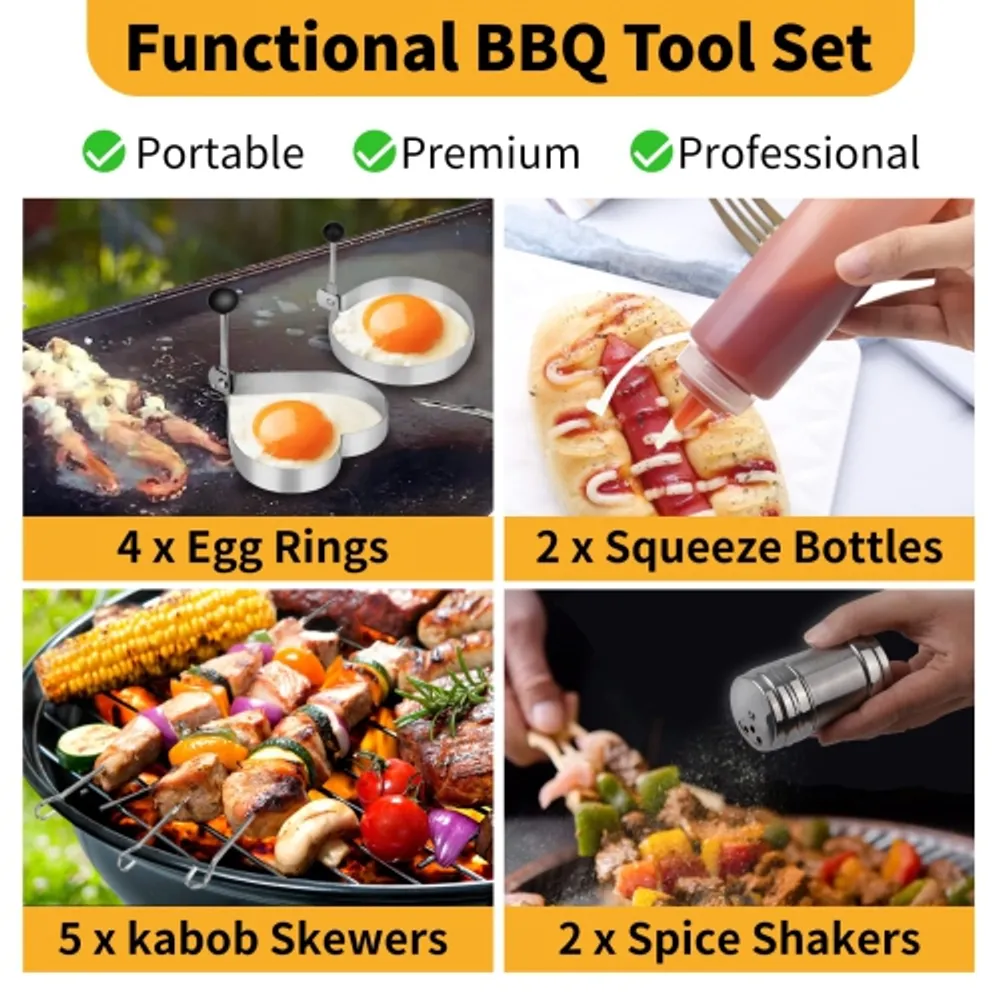 Professional BBQ Accessories 24 PCS BBQ Griddle Tools Set for Camp