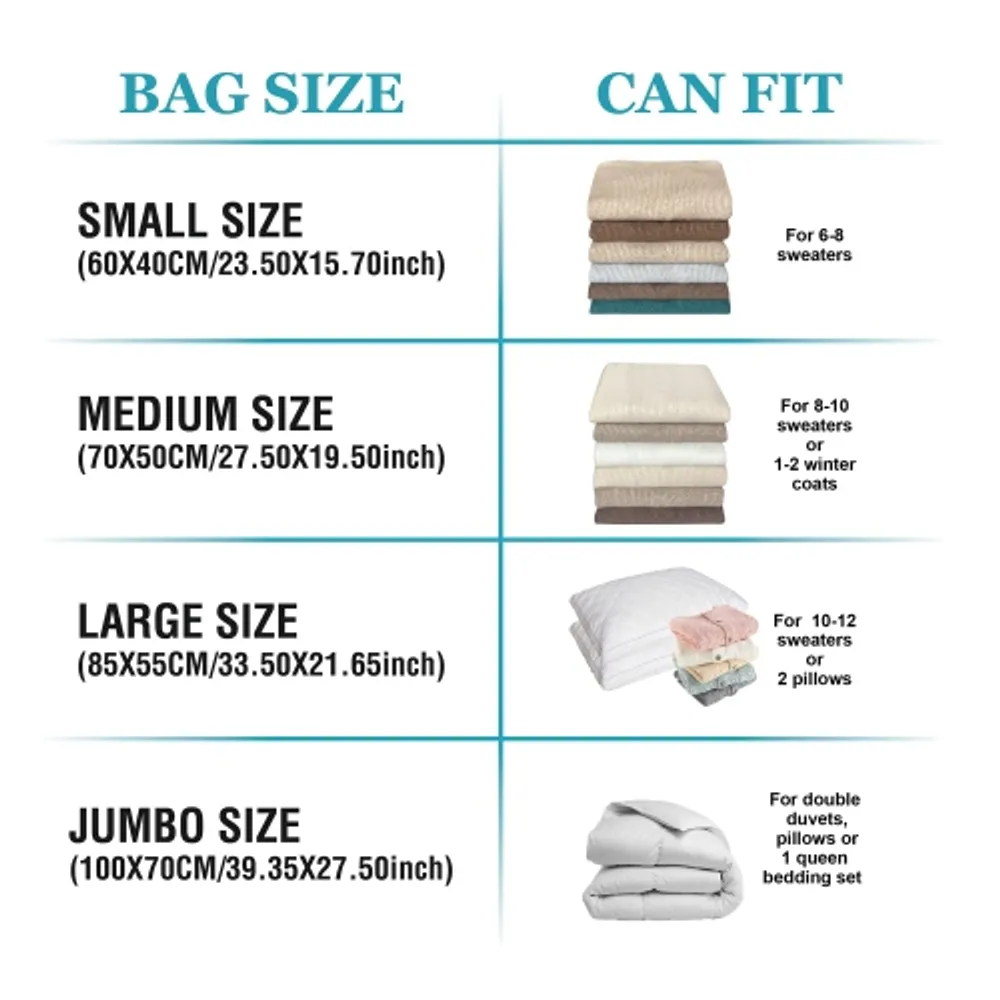 Roomimaster Storage Bags, 10 Medium Space Saver Vacuum Seal Bags with Pump,  Space Bags, Vacuum Sealer Bags for Clothes, Comforters, Blankets, Bedding