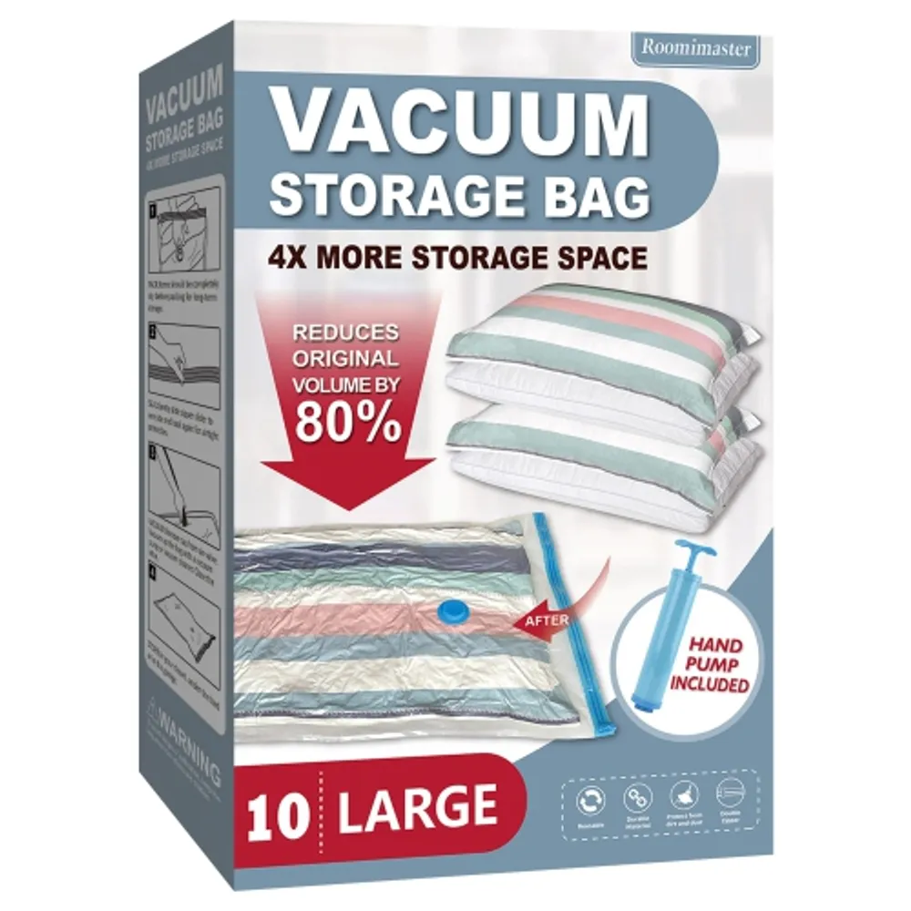 HLD Vacuum Storage Bags, 10 Large Space Saver Bags Vacuum Seal Bags with  Pump, Space Bags, Vacuum Sealer Bags for Clothes, Comforters, Blankets,  Bedding