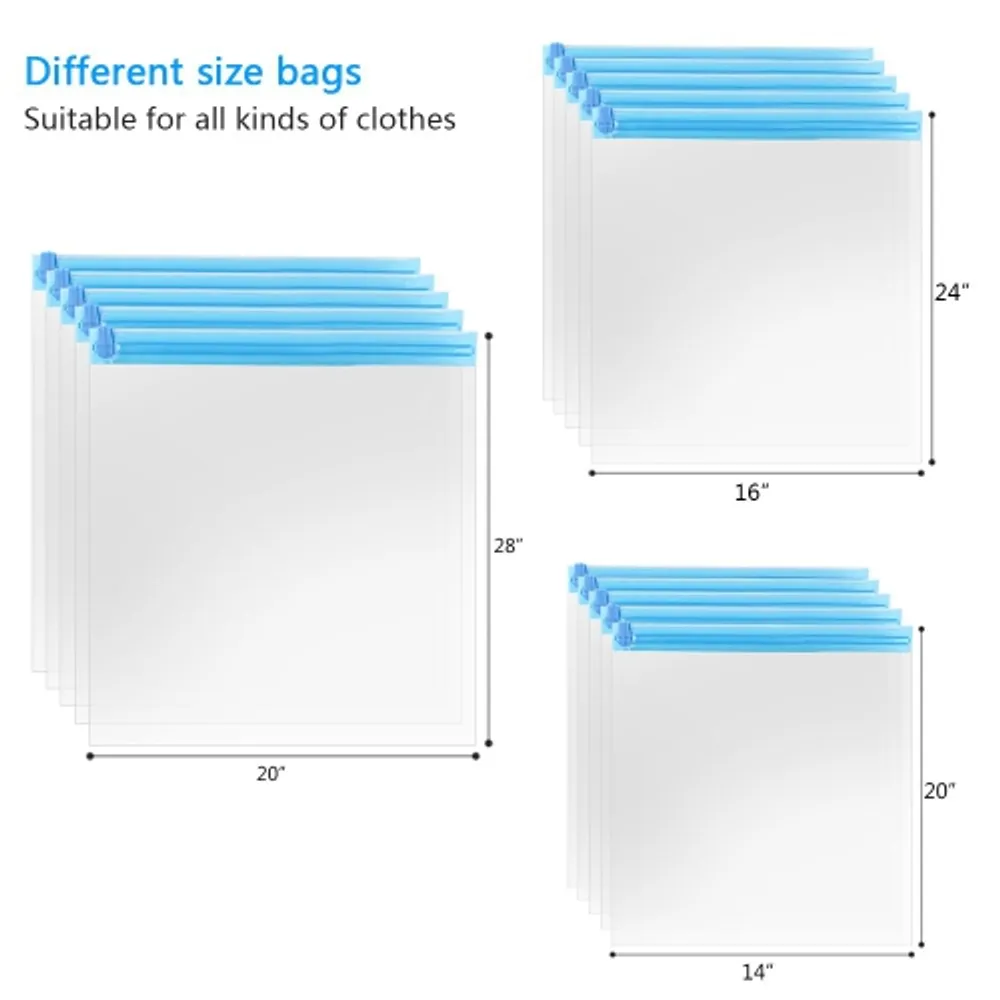 RoomierLife Travel Space Saver Bags Medium to Large Pack of 8 Bags. Roll-Up Compression No
