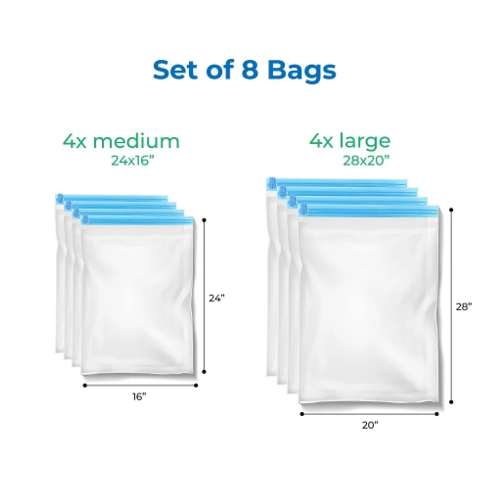 Spacesaver 8 x Premium Travel Roll Up Compression Storage Bags for Suitcases