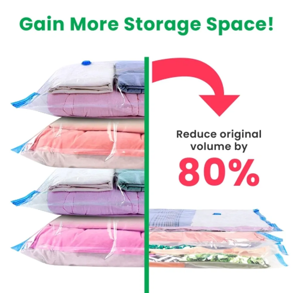 Vacuum Storage Bags for Clothes Travel - 10Pack(1 Jumbo+3 Large+3 Medium+3  Small) with Travel Pump Vacuum Sealer Bag with Double-Zip Seal and Triple  Seal Turbo-Valve for Max Space Save