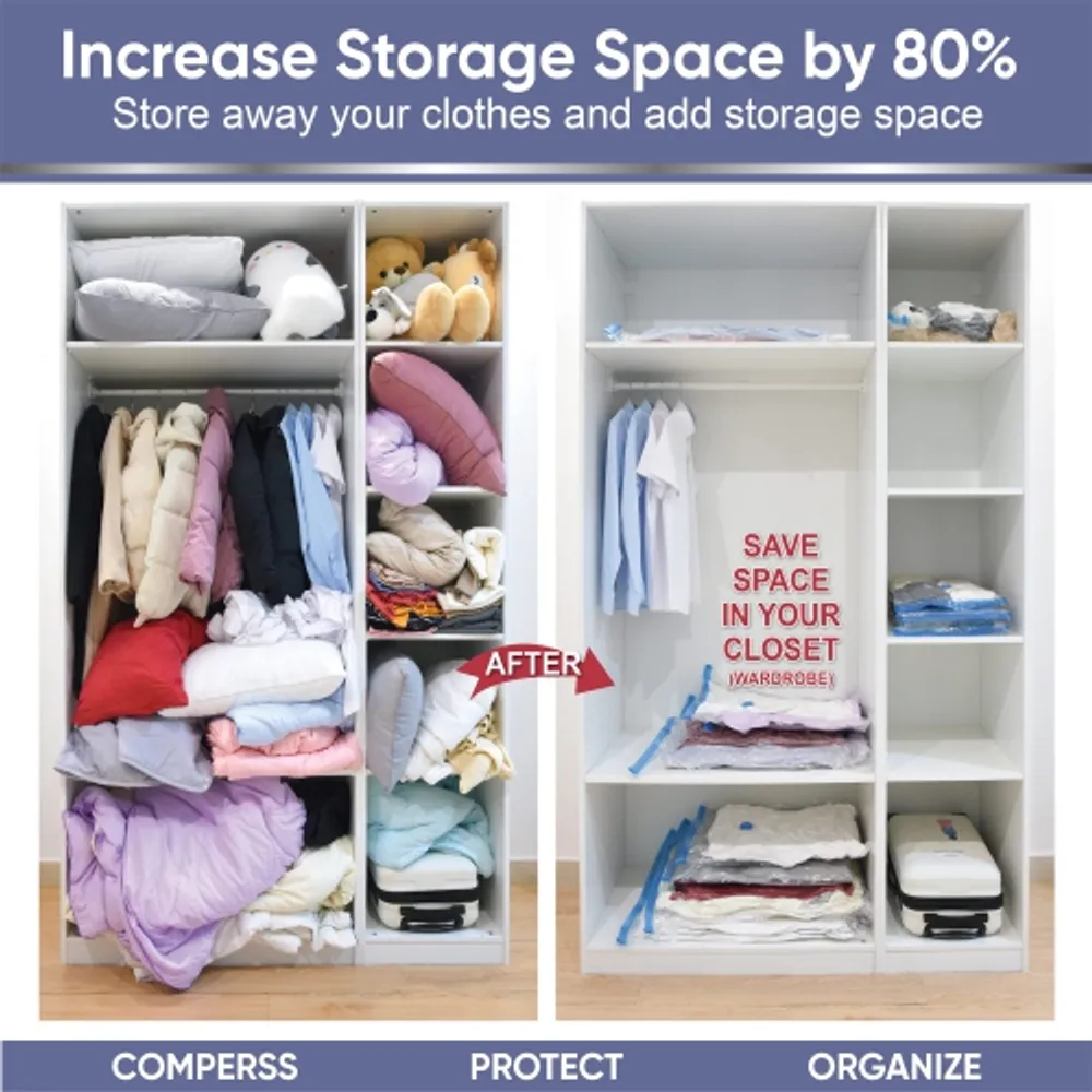 Space Saver Vacuum Storage Bags, 15 Combo (3Jumbo/4Large/4Medium/4Small)  Vacuum Sealer Bags with Pump, Storage Vacuum Sealed Bags for Clothing,  Comforters, Blanket Storage, Bedding