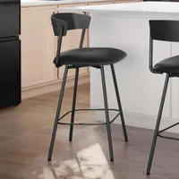 Ludwig Contemporary Faux Leather Bar Height Barstool