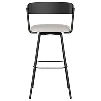 Ludwig Contemporary Polyester Bar Height Barstool - Light Grey/Black