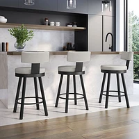 Morgan Contemporary Counter Height Barstool - Light Grey/Black