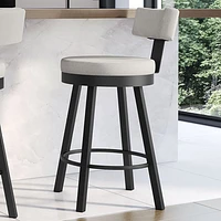 Morgan Contemporary Bar Height Barstool - Light Grey/Black