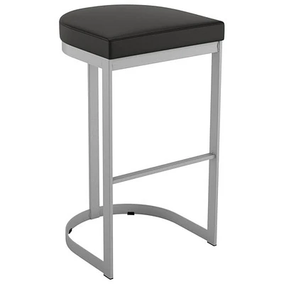 Lester Contemporary Faux Leather Bar Height Barstool - Black/Shiny Grey