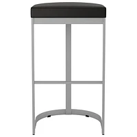 Lester Contemporary Faux Leather Bar Height Barstool - Black/Shiny Grey