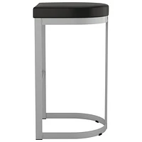 Lester Contemporary Faux Leather Bar Height Barstool - Black/Shiny Grey