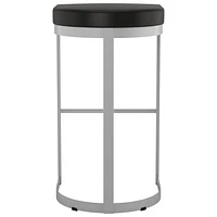 Lester Contemporary Faux Leather Bar Height Barstool - Black/Shiny Grey