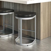 Lester Contemporary Faux Leather Counter Height Barstool - Black/Shiny Grey