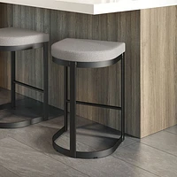 Tabouret de bar contemporain à hauteur de bar Lester - Gris et beige/Noir