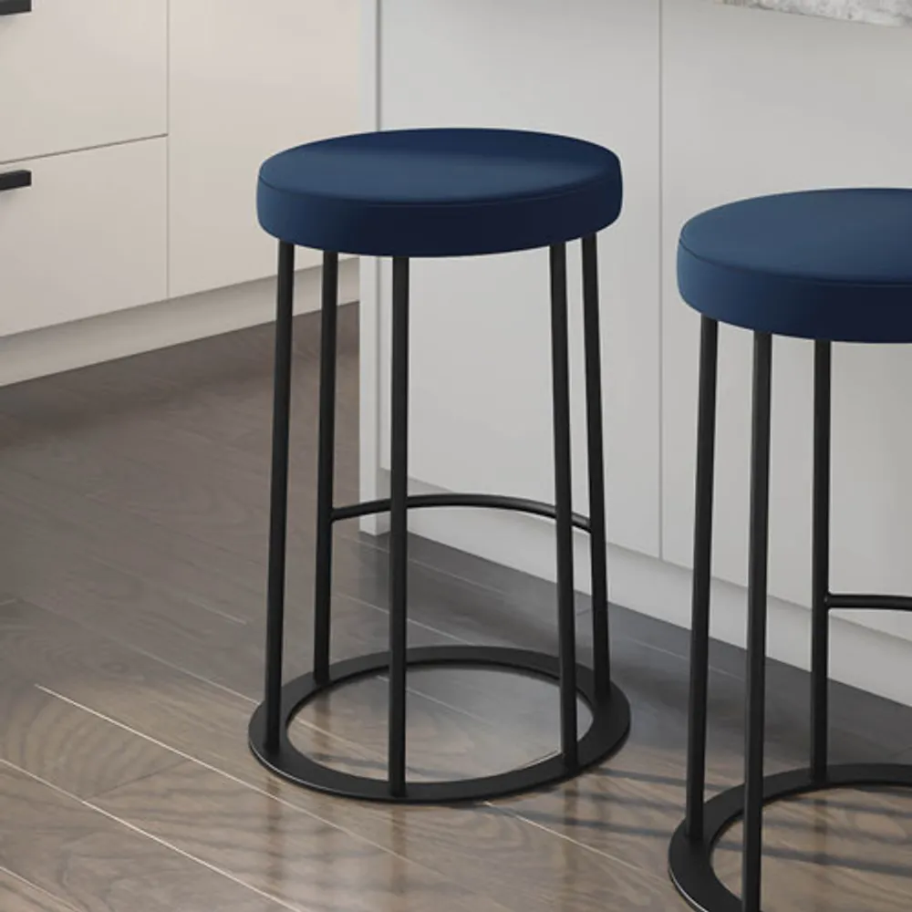 Iris Traditional Counter Height Barstool - Blue/Black