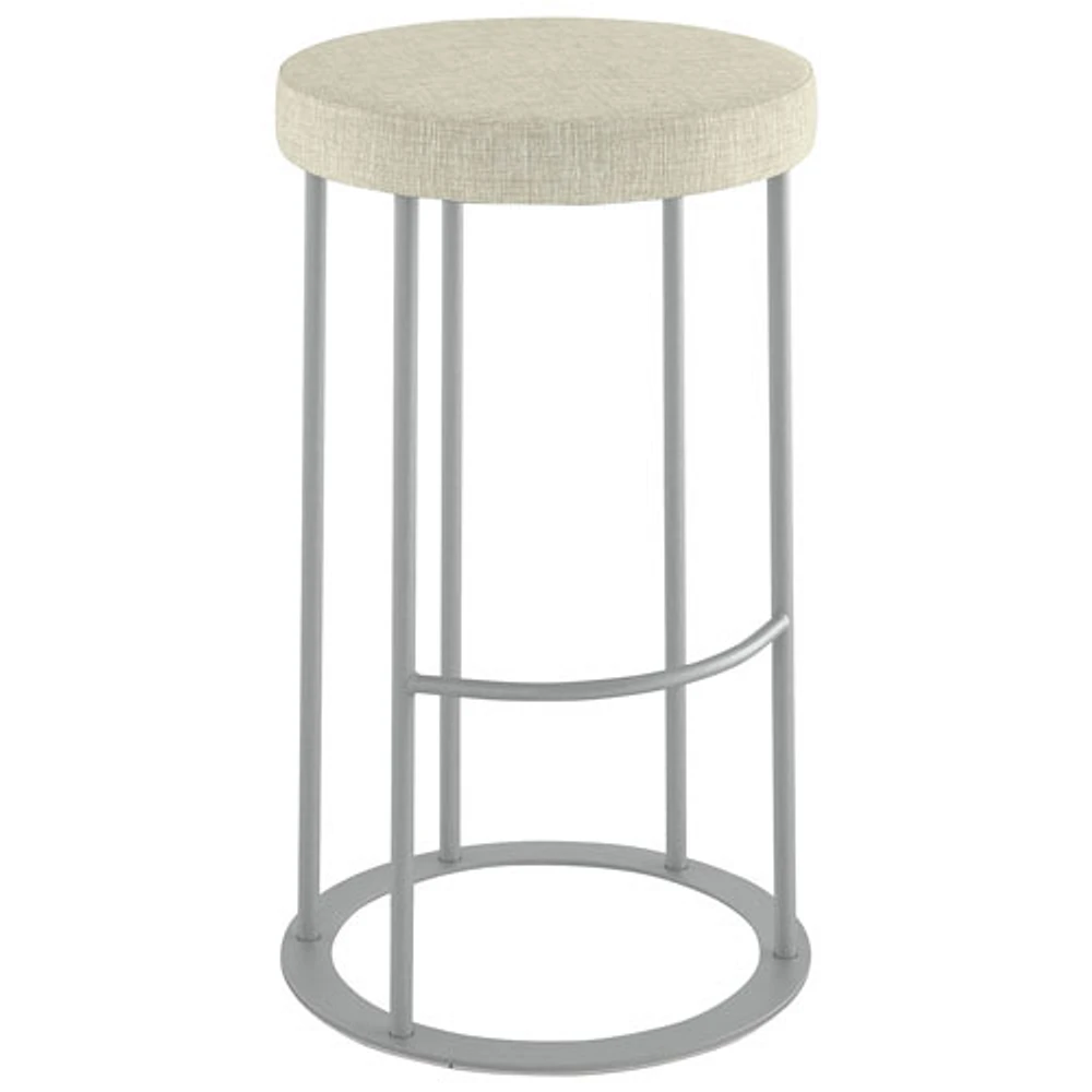 Tabouret de bar traditionnel à hauteur de comptoir Iris - Beige pâle/Gris brillant